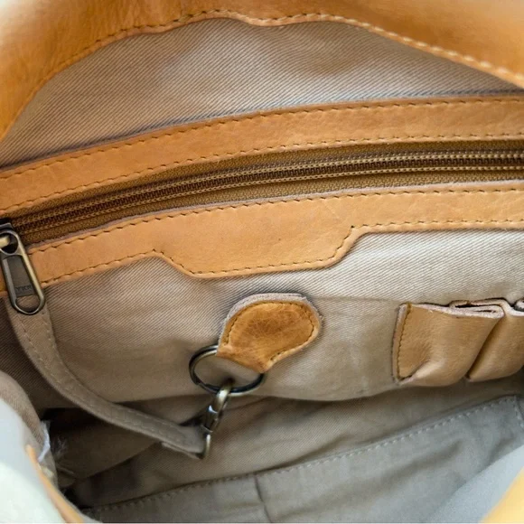 Milo Genuine Tan Leather Braided Leather Foldover Crossbody Bag - Picture 12 of 16